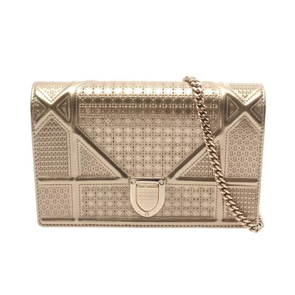 Christian Dior AMA Shoulder Bag Leather Gold Tone